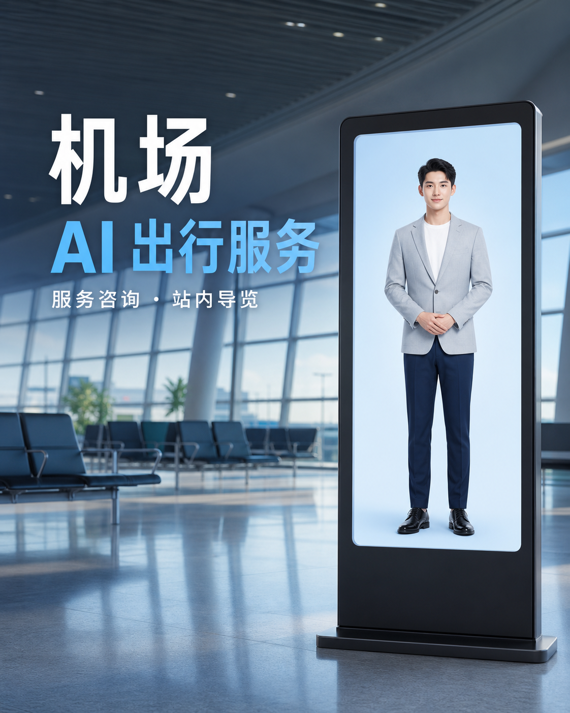机场航站楼 AI 数字人应用示意