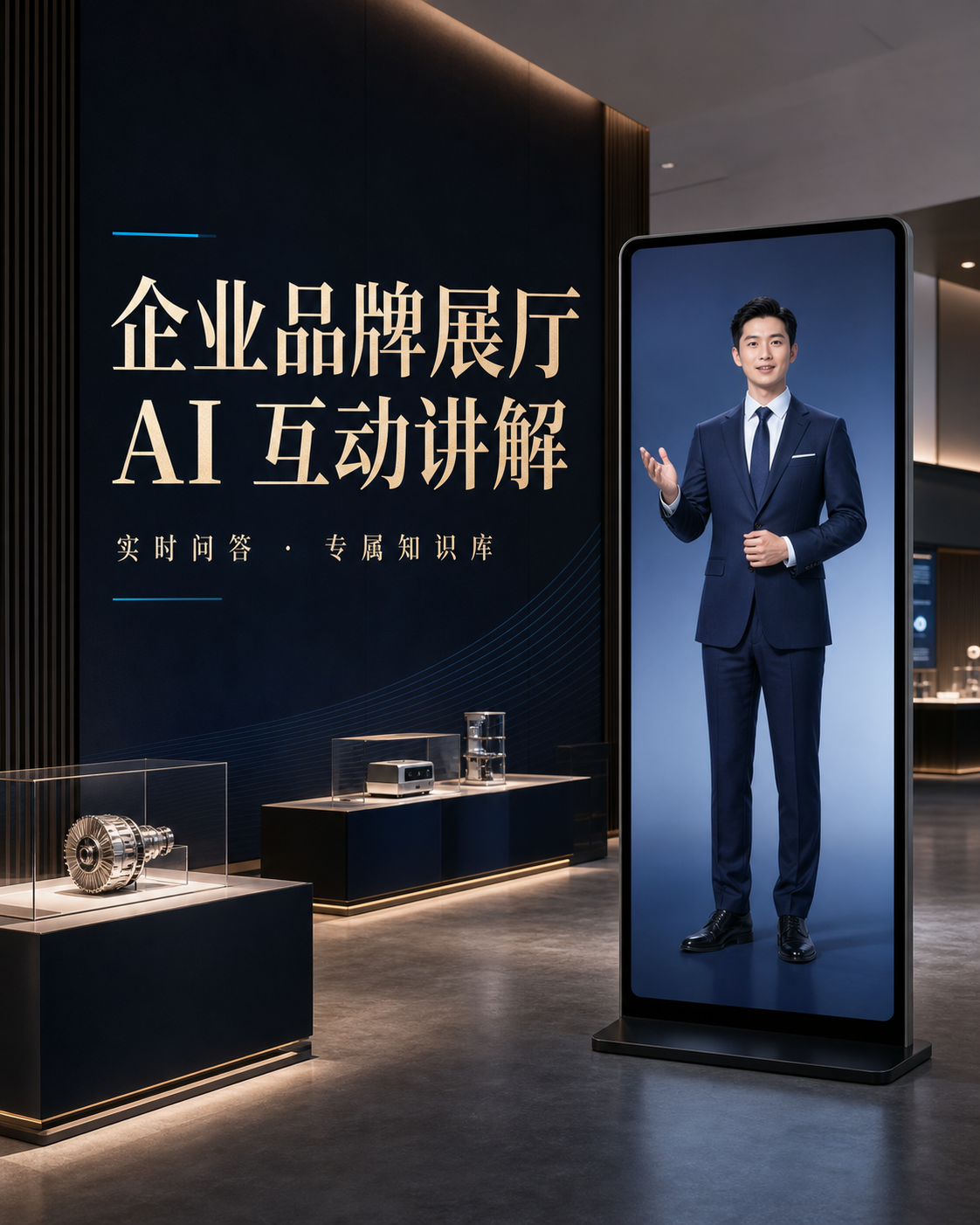 企业品牌展厅 AI 数字人应用示意