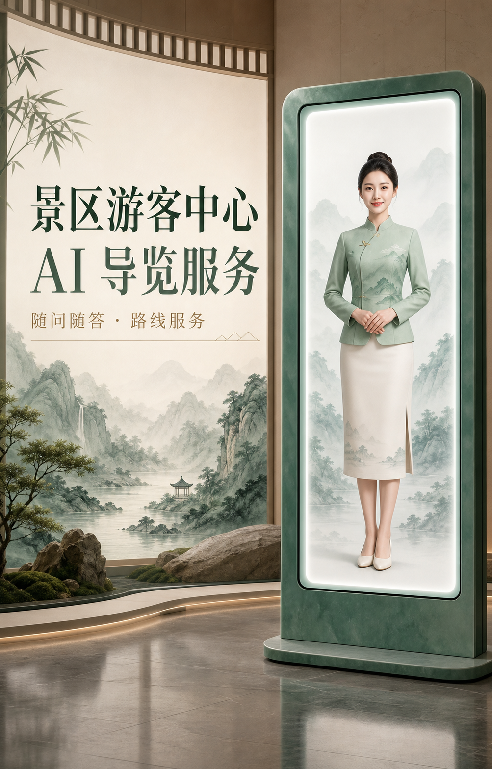 景区游客中心 AI 数字人应用示意